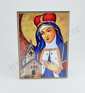 Svatá Hedvika Slezská - obraz na dřevě - C cca. 16 x 20 cm